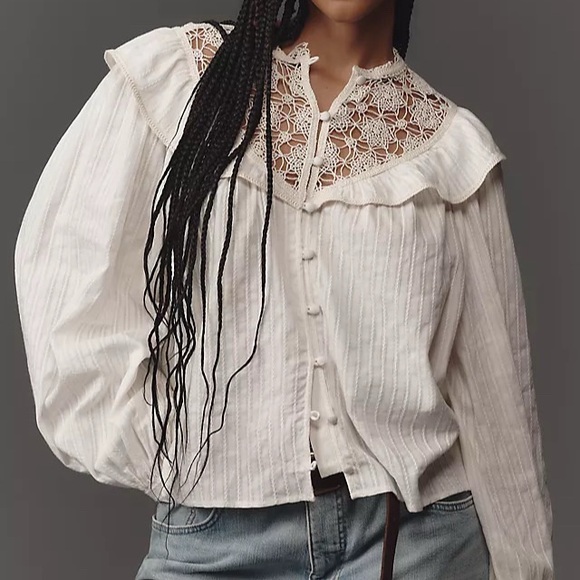 Pilcro Tops - Pilcro Long-Sleeve Eyelet Cutwork Blouse